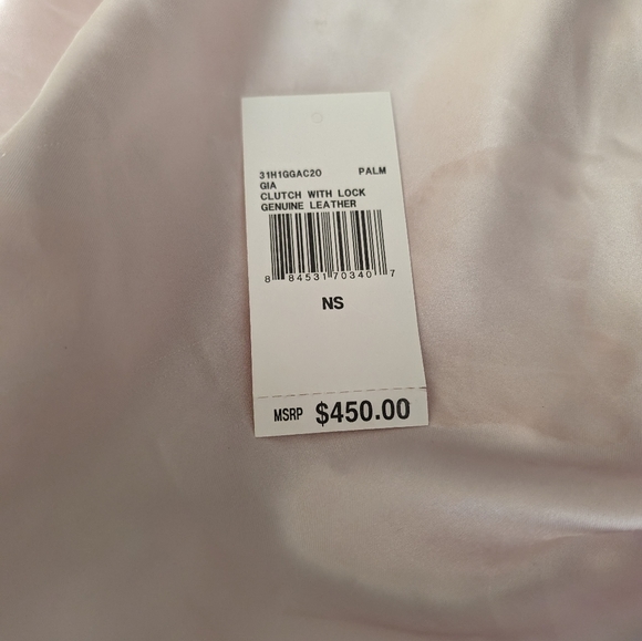 Michael Kors Green Ostrich Leather Clutch with Crossbody Strap and Lock/Key NWT - Picture 7 of 7